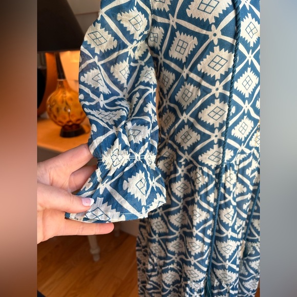 Dolma Cotton Blue and White Midi Dress Size Small - Picture 9 of 11